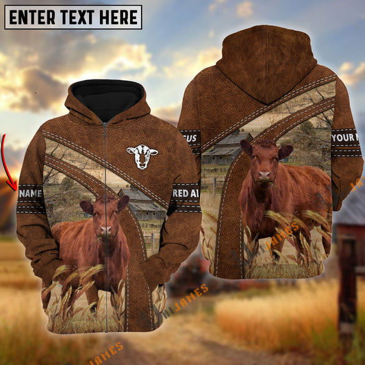 Uni Red Angus Custom Name On Sleeve 3D Hoodie