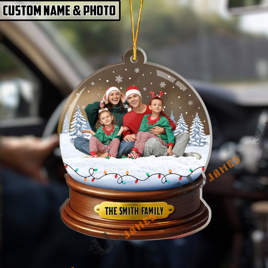 UniJames Personalized Name & Photo Family Photo Christmas Snow Globe Acrylic Ornament