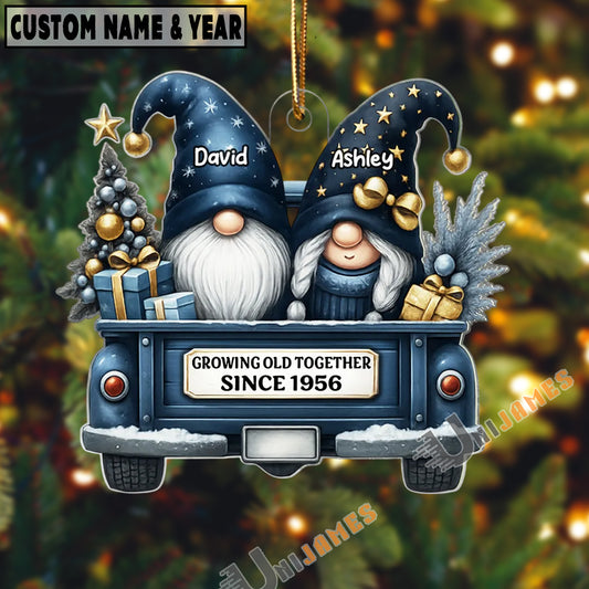 UniJames Growing Old Together Gnome Couple Personalized Christmas Acrylic Ornament