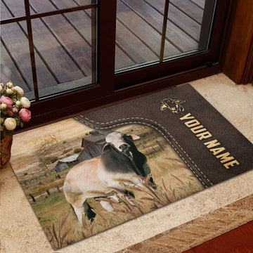 Uni Brahman Custom Name Leather Pattern Doormat