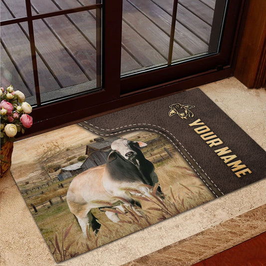 Uni Brahman Custom Name Leather Pattern Doormat