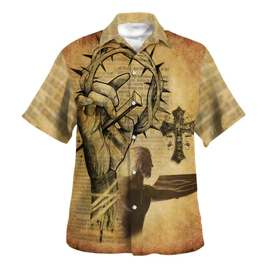 UniJames Nail Christ's Crucifixion Cross Hawaiian Shirt - Christian Hawaiian Shirt - Religious Hawaiian Shirts