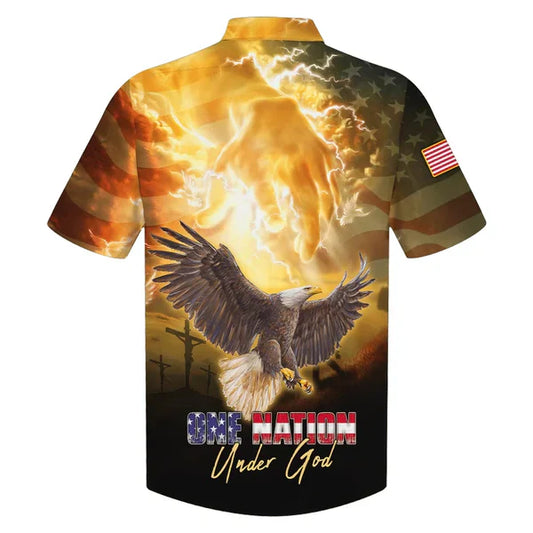 UniJames One Nation Under God Eagle Hawaiian Shirt - Best Hawaiian Shirts - Christian Hawaiian Shirt