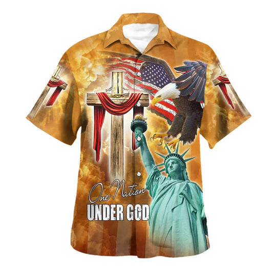 UniJames One Nation Under God Hawaiian Shirt - Christian Hawaiian Shirt - Religious Hawaiian Shirts