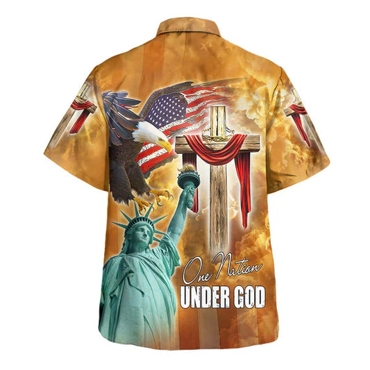 UniJames One Nation Under God Hawaiian Shirt - Christian Hawaiian Shirt - Religious Hawaiian Shirts