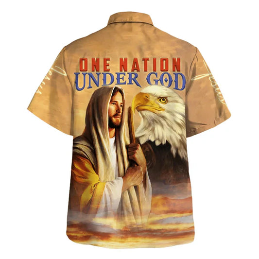 UniJames One Nation Under God Jesus Hawaiian Shirt - Best Hawaiian Shirts - Christian Hawaiian Shirt