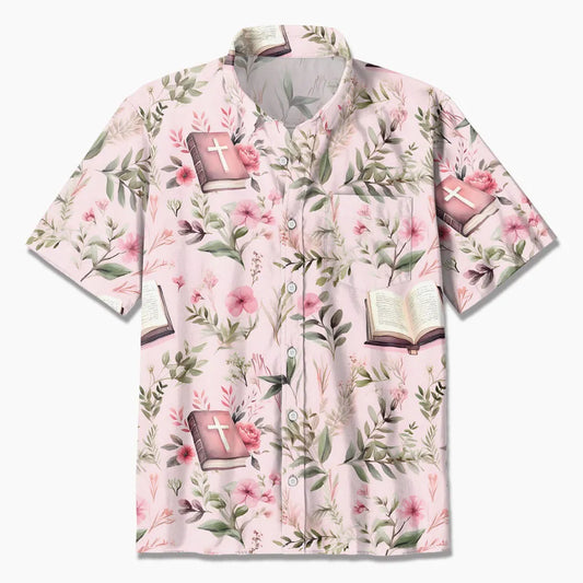 UniJames Pink Bible Flower Christian Hawaiian Shirt
