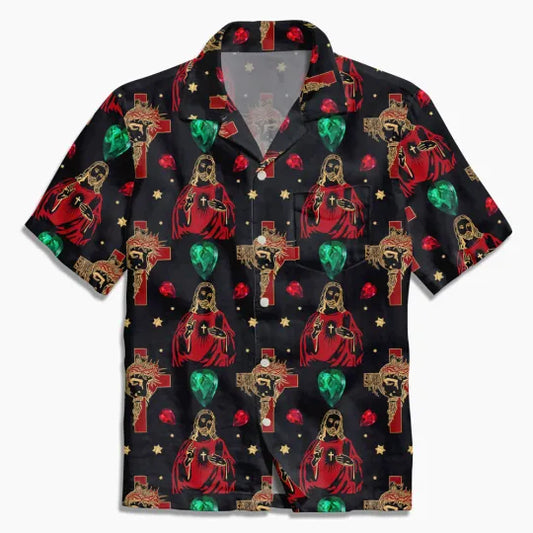 UniJames Red Jesus Christian Hawaiian Shirt