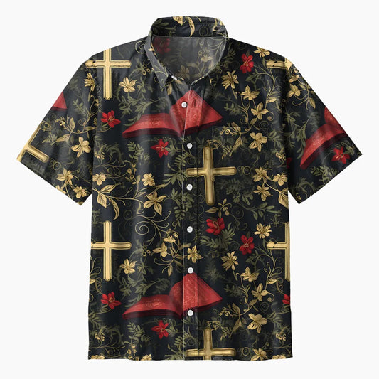 UniJames Retro Bible Flower Cross Christian Hawaiian Shirt