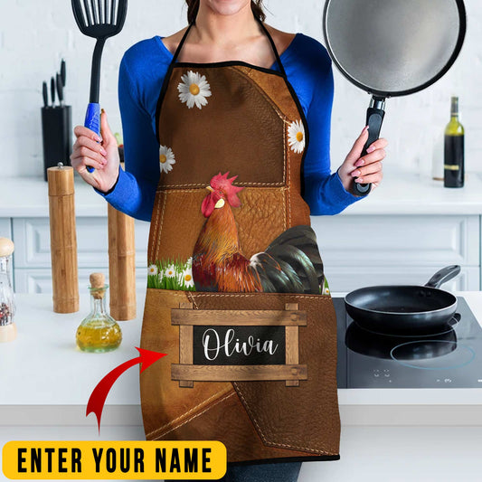Uni Personalized Name Rooster All Over Printed 3D Apron
