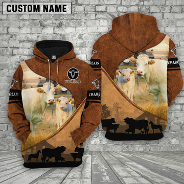 Uni Charolais Farming Dark Brown Personalized 3D Hoodie