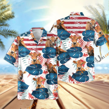 Uni Jersey US Flag Flower Hawaiian Shirt