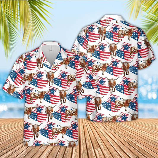 Unique Texas Longhorn Happy Flag 3D Hawaiian Shirt