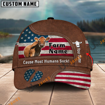 Uni Jersey US Flag Customized Name And Farm Name Cap