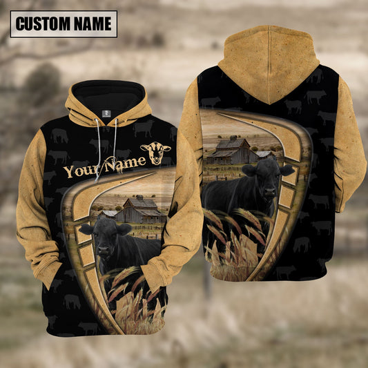 Uni Personalized Name Farm Black Angus Black Yellow Hoodie