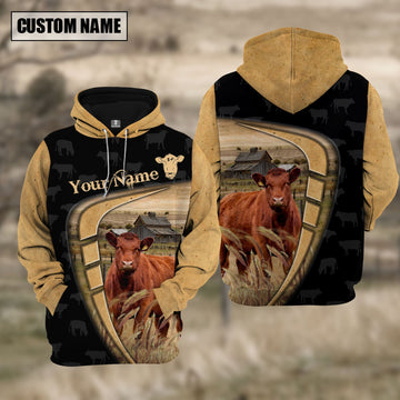 Uni Personalized Name Farm Red Angus Black Yellow Hoodie