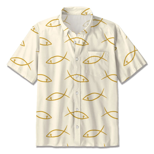 UniJames The Beige Fish Christian Hawaiian Shirt