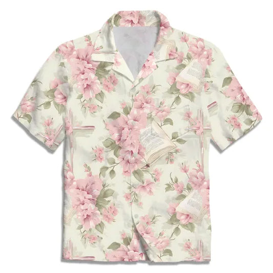UniJames The Light Pink Flower With Bible Verse Hawaiian Shirt