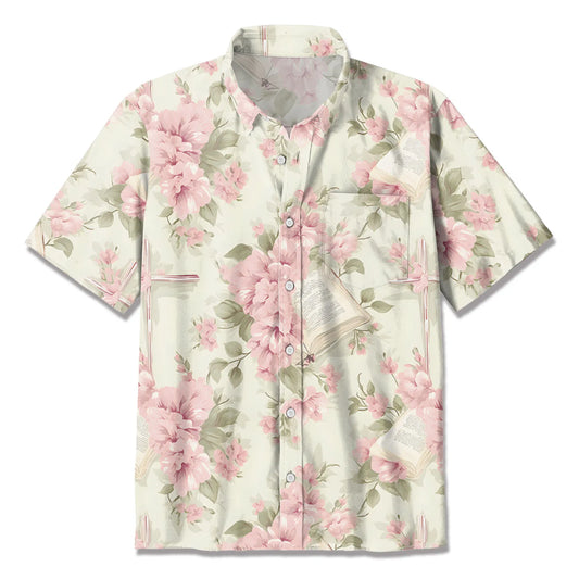 UniJames The Light Pink Flower With Bible Verse Hawaiian Shirt