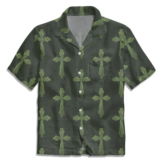 UniJames The Vintage Green Cross Christian Hawaiian Shirt