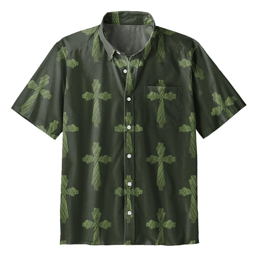 UniJames The Vintage Green Cross Christian Hawaiian Shirt