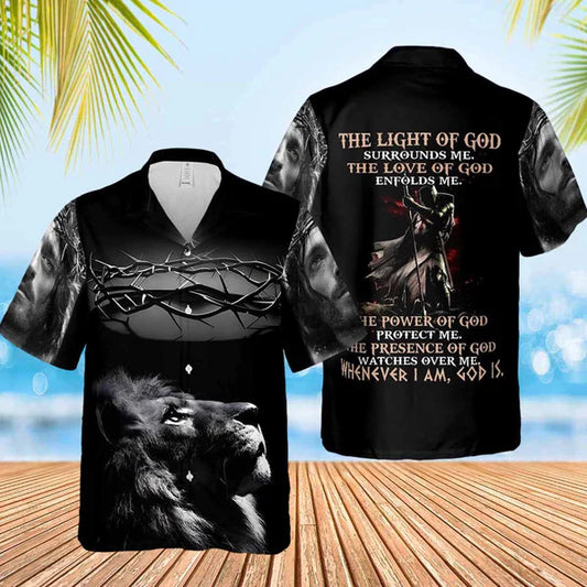 UniJames The Light Of God Surround me Jesus Hawaiian Shirt - Christian Hawaiian Shirts For Women Men
