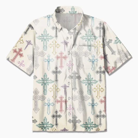 UniJames Vintage Cross Christian Hawaiian Shirt
