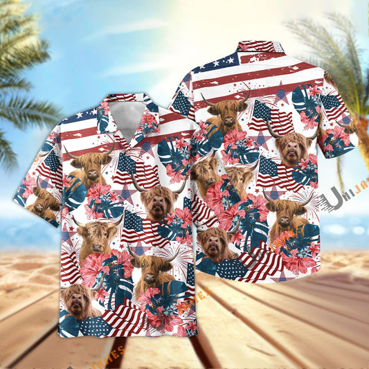 Uni Highland Happy America Hawaiian Shirt