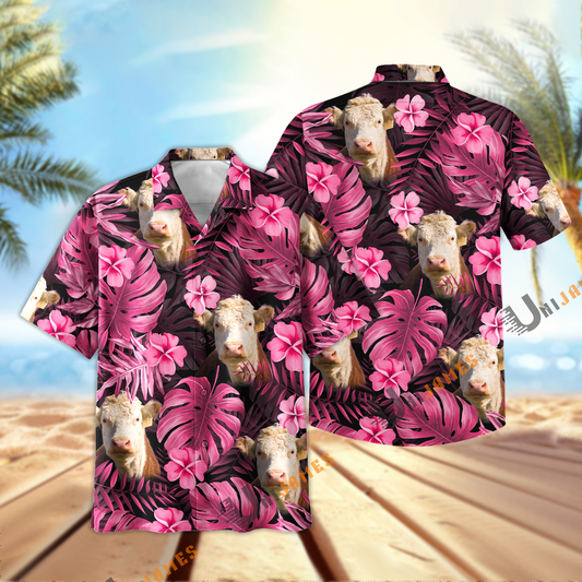 UniJames Pink Breeze Hereford Hawaiian Shirt