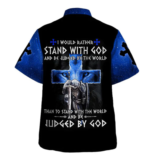 UniJames Warrior Lion Cross Judged By God Hawaiian Shirt - Christian Hawaiian Shirt - Religious Hawaiian Shirts