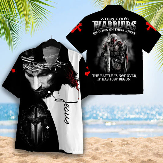 UniJames When God's Warriors Go Down On Their Knees Hawaiian Shirt - Christian Hawaiian Shirt for Men Women