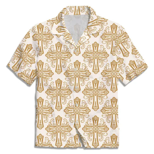 UniJames Yellow Flower Cross Christian Hawaiian Shirt