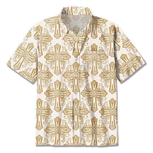 UniJames Yellow Flower Cross Christian Hawaiian Shirt