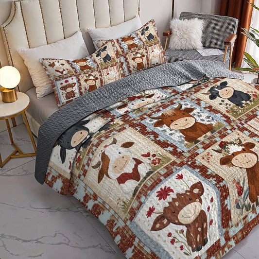 Uni All Season Quilt 3-Piece Set Cute Cow