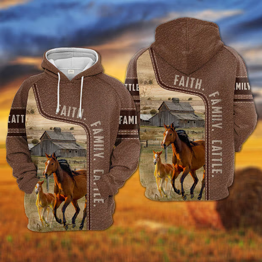 Uni Horse Faith Family Cattle Personalized 3D Hoodie