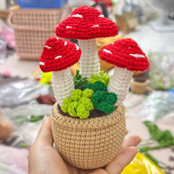 Unijames Crochet Mushroom Decor Pot