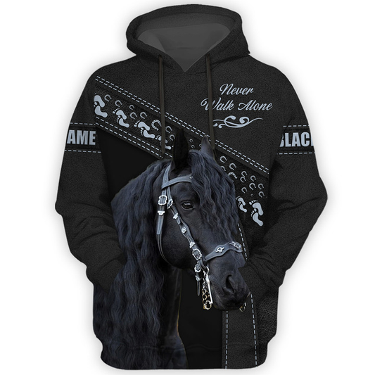 Uni Custom Name Horse Lovers Never Walk Alone 3D Hoodie