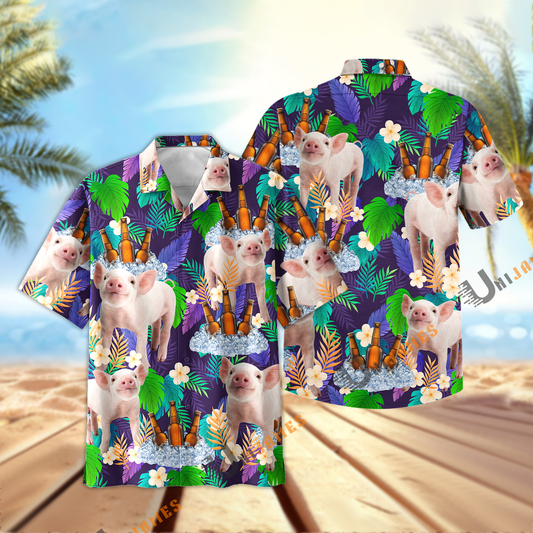 UniJames Pig Beer Summer Time Hawaiian Shirt