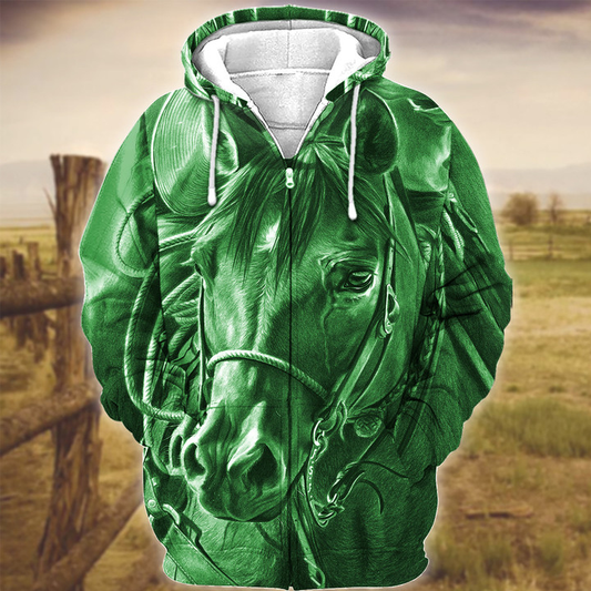 Uni Horse Art Green Version 3D Hoodie