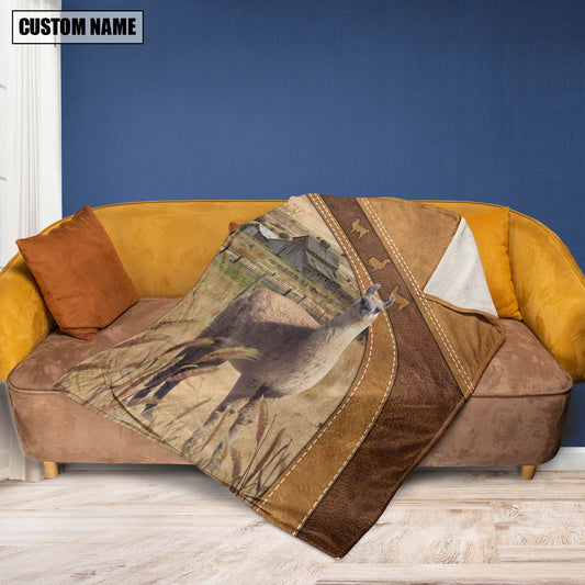 Uni Custom Name Llama Brownie Background Blanket