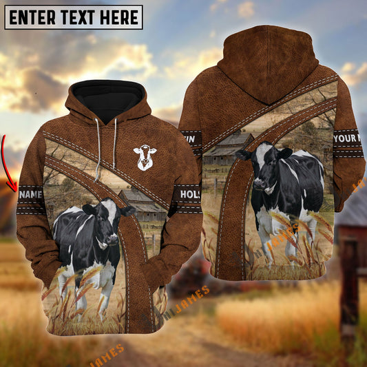 Uni Holstein Custom Name On Sleeve 3D Hoodie
