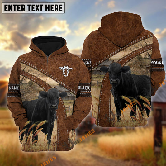 Uni Black Angus Custom Name On Sleeve 3D Hoodie