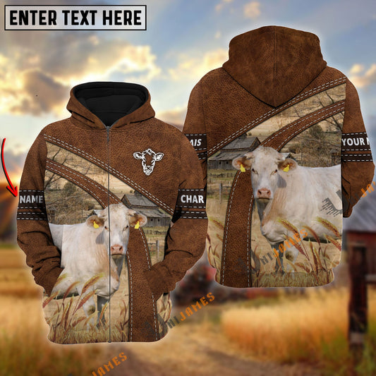 Uni Charolais Custom Name On Sleeve 3D Hoodie