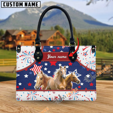 Unijames Palomino America Lover Custom Name 3D Leather Handbag