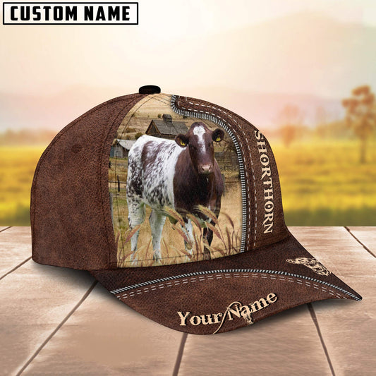 Uni Shorthorn Customized Name Leather Pattern Cap