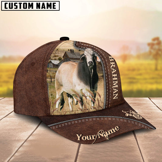 Uni Brahman Customized Name Leather Pattern Cap