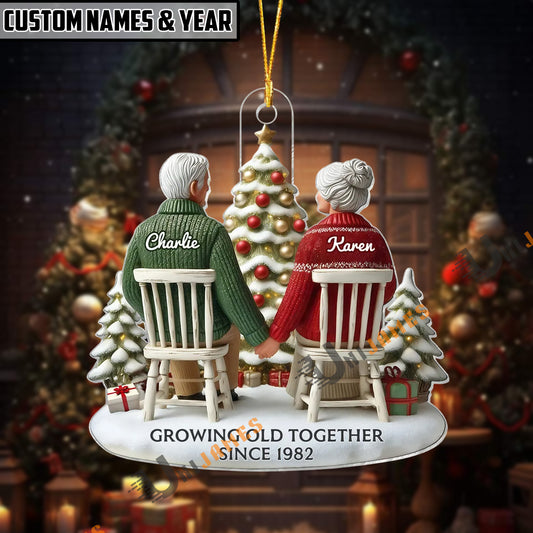 UniJames Personalized Growing Old Together Christmas Custom Names & Year Acrylic Ornament