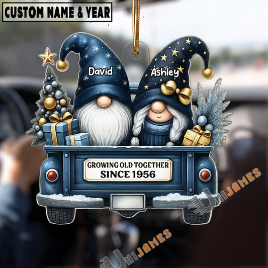 UniJames Growing Old Together Gnome Couple Personalized Christmas Acrylic Ornament