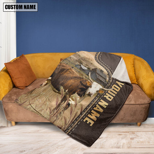 Uni Personalized Name Florida Cracker Cow Leather Pattern Blanket