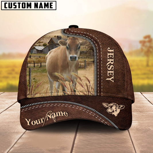 Uni Jersey Customized Name Leather Pattern Cap